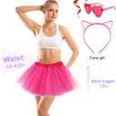 Tutu Costume Accessories, Adult Tutus for Women with Headband Accessories Halloween Party Costume Accessories Set (Pink)