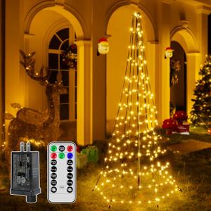 6FT Christmas Tree Lights with 234 LEDs, Remote Control Christmas Lights with 8 Lighting Modes, IP67 Waterproof Outdoor Decorations for Outside Indoor Yard PorchWarm White