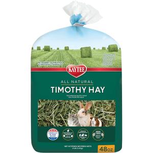 Kaytee Timothy Hay, High Fiber, Grown Specifically for Small Animals, Rabbits, Guinea Pigs, Chinchillas, 48 Ounces