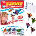 Kangaroo 28 Pack Flying Paper Airplanes Valentines Day Cards for Boy & Girl with Envelopes & Stickers - Valentines Day Cards for Kids School - Valentine Bulk Party Favors Classroom Gift
