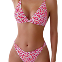 ZAFUL Women's 2 Piece Floral Print Swimsuit Triangle String High Cut Bikini Sets Bathing Suit, Large