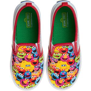 Sesame Street Shoes Elmo Big Bird Cookie Monster Grover Oscar Telly Zoe Abby - Kids Girl Boy Canva Low Top Sneaker Slip On - Multi Color (Size 5 Toddler)