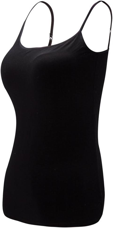 Ibeauti Women's Camisoles Tops with Built in Padded Bra Basic Breathable Tank Top (X-Large, Black)