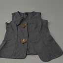 GORGLITTER Women's 3D Flower Metallic Vest Tops Button Up Waistcoat V Neck Sleeveless Vest Blazers (Medium, Grey)