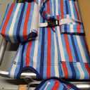 Tommy Bahama 5-Position Lay Flat Beach Chair, Red/White/Blue Stripe, 1-Pack