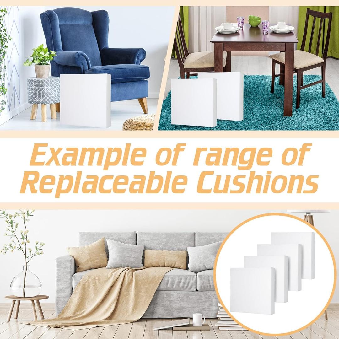 Frienda 1 Pcs Upholstery Foam Cushion 24 x 24 x 5 Inch Square Foam High Density Couch Cushion Replacement for Seat Chair Sofa Wheelchair Padding Furniture Dinning Room Pillow Craft Supplies, White