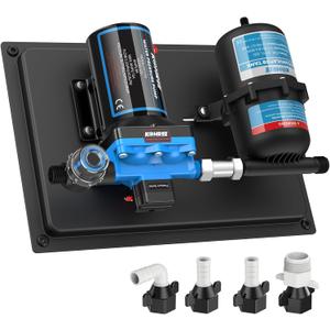 Kohree RV Water Pump 12V DC 5.5GPM 55PSI and 0.75L 125PSI Pre-Pressurized Accumulator Tank, Quiet RV Water Pump and Accumulator Tank System for RV Camping, Boat, Kitchen, Bathroom