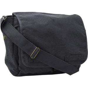 ARMYU Black Original Heavyweight Cotton Canvas Classic Heavyweight Military Messenger Bag + Streamer