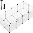 SONGMICS Pet Playpen with Floor, Small Animal Pen, Pet Fence Indoor, DIY Plastic Enclosure for Hamsters, Rabbits, Hedgehogs, Ferrets, 56.3 x 28.7 x 18.1 Inches, White ULPC02W