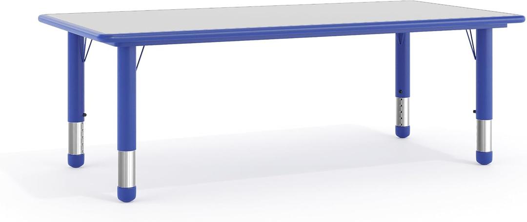 Flash Furniture Wren Adjustable Classroom Activity Table for School and Home, Plastic Activity Table for Kids, 23.625" W x 47.25" L, Gray/Blue, Set of 1