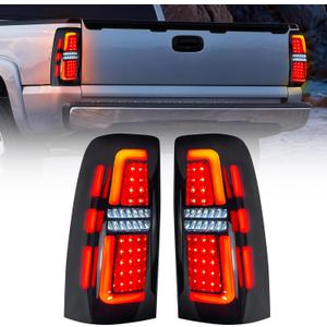 MEGAIE DOT Approved Smoked LED Tail Light Assembly Compatible with 1999-2006 Chevy Silverado 1500 2500 and 1999-2002 GMC Sierra 1500 2500 3500