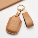 Leather Key Fob Cover for Honda with Key Chain, Upper Leather Key Cover Case Shell for Honda 2022-2026 Accord Civic CR-V HR-V Pilot SI EX EX-L