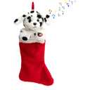 HollyHOME Christmas Stockings Animated Dalmatian Puppy Plush Head Stockings with Music and Flapping Ears Hanging Xmas Decoration Gift Socks Ornament 19 Inch