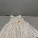 Uhnice Flower Girl Satin Dress Sleeveless Dresses with Detachable Bow for Wedding Party (4-5T, Cream)