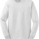 Cotton Long Sleeve Tee Shirt, Color: White, Size: X-Large