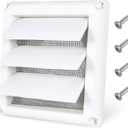 6 Inch Louvered Dryer Vent Cover, Outside Exhaust Air Vent Cover with 4 Pcs Screws, Vent Hood Outlet for Exterior Wall, Outside, Outdoor (6 Inch-Active)