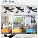 Fanbulous Ceiling Fans with Lights and Remote, 42 inch Low Profile Flush Mount Ceiling Fan,White Modern Ceiling Fan with LED Light for Bedroom Indoor Outdoor-5 Reversible blades, 3CCT, 6 Speeds, Timer