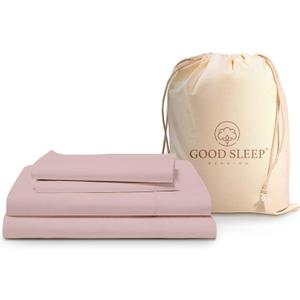 Good Sleep Bedding King Size Sheets Set - 4 Pc, 100% Egyptian Cotton Sheets, 16" Deep Pocket King Sheets, Soft & Breathable, Hotel Style King Sheet Set with Pillow Covers - Blush Pink