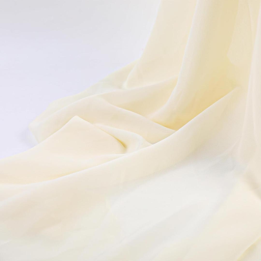 Chiffon Fabric by The Yard, 60 Inch Wide Chiffon Sheer Fabric Bars Wedding Draping, Pre-Cut Soft Wedding Arch Draping Backdrop, Party Decoration Light and Airy Dreamy (Ivory, 1 Yard)
