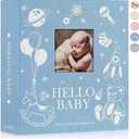 Lanpn Baby Photo Album 4x6 600 Pockets, Linen Cover Photo Book Newborn Bebe Album Memory Book with Front Window Holds 600 Horizontal and Vertical Pictures Gift for Boy Girl Baby Shower Blue