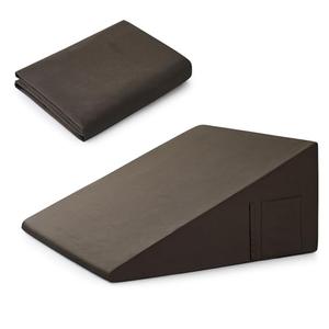 Yvrcen Cotton Wedge Pillow Cover for 24" x 24" x 12" Wedge Bed Pillow, Zippered Wedge Pillow Case Protector with Side Pocket, Black (Pillow Not Included)