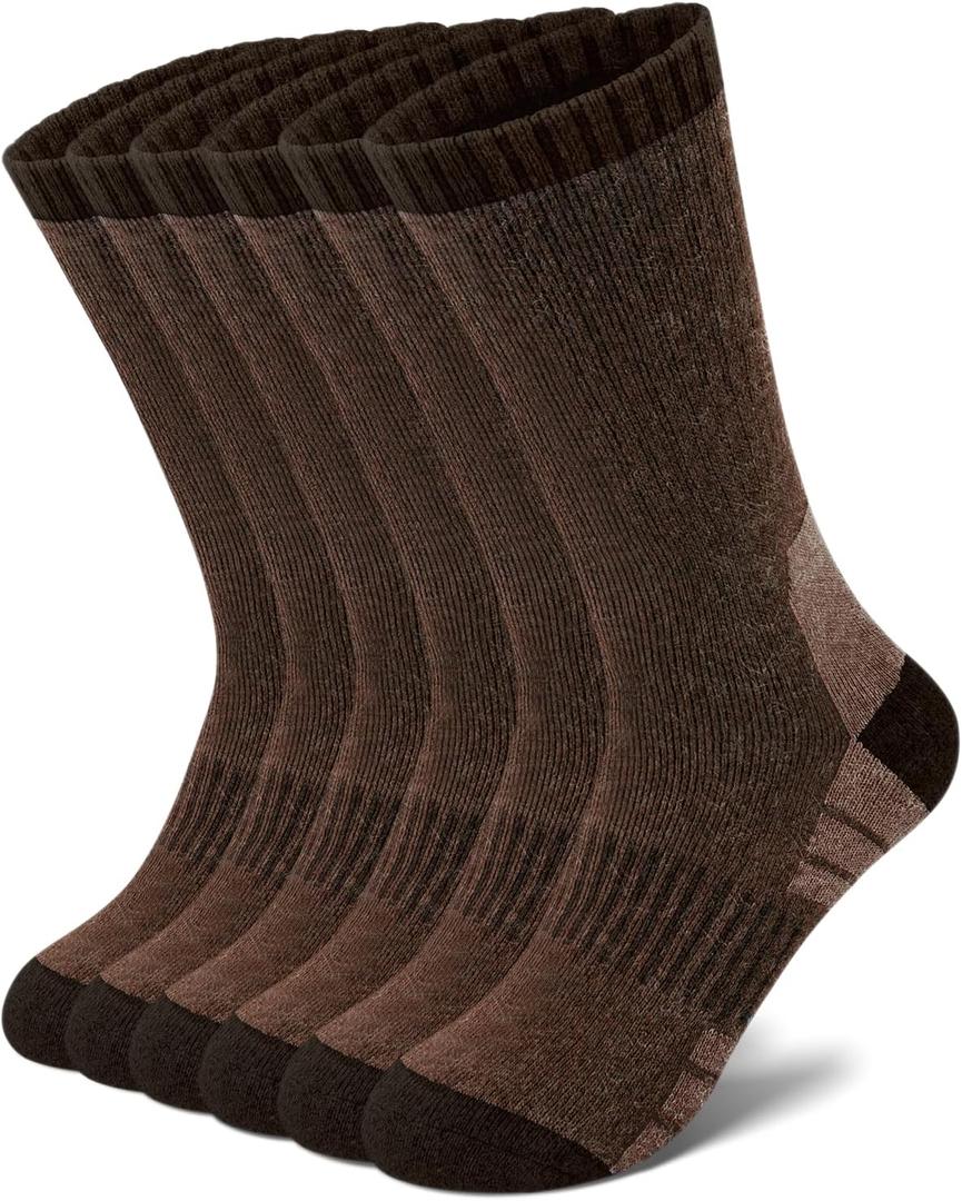 Senker Fashion Merino Wool Hiking Socks for Men, Warm Crew Socks W/Cushion Moisture Wicking for Trekking Work Outdoor (Medium)