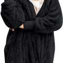 Yanekop Womens Oversized Sherpa Jacket Long Cardigan Sweaters Fuzzy Fleece Jacket Faux Fur Plus Size Coats with Pockets (Black, S)