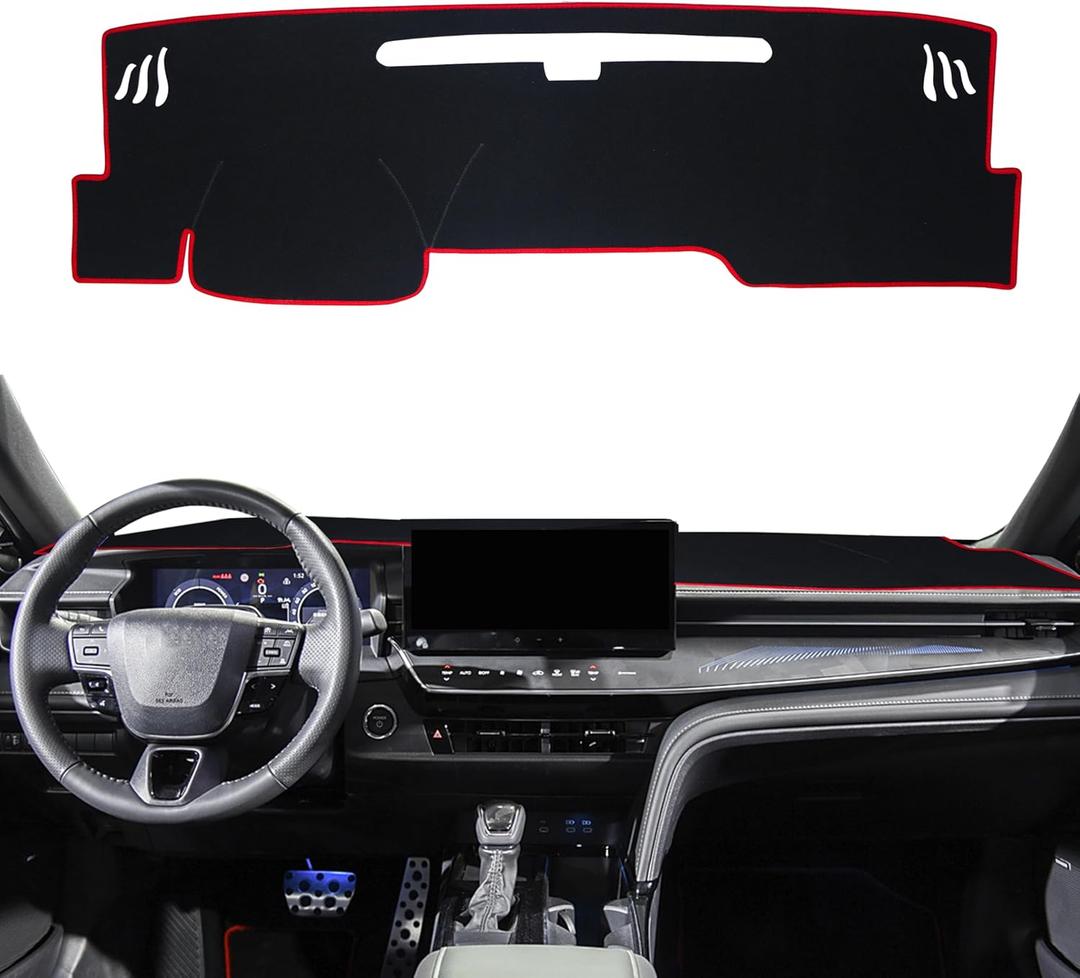 SENSHINE Dashboard Cover for 2025 2026 Toyota Camry Accessories Dash Cover Mat No Glare Sunshade UV Rays Carpet Protector Pad Without HUD, Red Trim