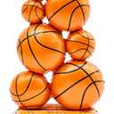 Soulchen 2 Pack Giant Self Standing Basketball Foil Balloons 3.5 ft with Field Base for Birthday Themed Party Decoration Sports Supplies Decor (Basketball Pile)