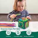 Creative 3D Sensory Cube Toys for Children with Autism,Silicone Fingertip Cube Toys for Anxiety Relief, Focus, ADHD & Autism,Suitable for Children and Adults,with 20 Silicone Strings (Green)