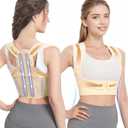 Posture Corrector for Women, Adjustable Upper Back Brace for Neck Shoulder Support, Comfortable Back Straightener for Hunchback & Slouching, Invisible Under Clothes(Beige,Large)