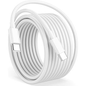 Cabepow 15FT USB C to USB C Cable, 60W USBC to USBC Cord, Extra Long Type C to Type C Fast Charging Cable for iPhone 17 16 15 Pro Plus Pro Max, Galaxy S25 S24, iPad Pro/Air, MacBook Pro/Air and More (White)
