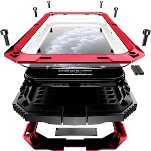 Lunivop Case Compatible for iPhone Air Case Dustproof Heavy Duty Rugged Military Grade Metal Built in Screen Camera Protector The Phone Case 2025 (for 17 Air 6.5" Red)