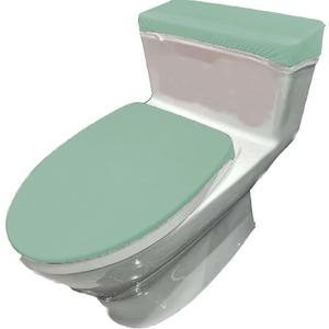 Madeals Velvet Toilet Lid Cover and Toilet Tank Lid Cover Fabric Cover for A Lid Toilet Tank Sage Green