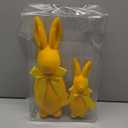 Easter Bunny Flocked Decor, Easter Bunny Figurines, Rabbit Set Spring Dining Table Center Decoration, Interior Decoration Set Suitable for Families and Parties (Yellow, Small+Large)