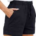 Womens Comfy Drawstring Casual Elastic Waist Pocketed Loose Fit Shorts Plus Size (Large, Black)