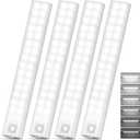 10 Under Cabinet Lighting, 68LEDS Motion Sensor Light Indoor, Rechargeable Battery Magnetic Closet Light, Wireless Under Counter Lights for Kitchen, Stairs, 4-Pack Daylight