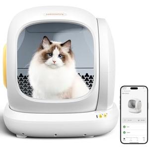MeoWant Self-Cleaning Cat Litter Box, 75L Extra Large Open Automatic Cat Litter Box for Multi Cats, Integrated Safety Protection/APP Control/Odor Removal Smart Litter Box with Mat & Liner MeoWant Self-Cleaning Cat Litter Box, 75L Extra Large Open Automatic Cat Litter Box for Multi Cats, Integrated Safety Protection/APP Control/Odor Removal Smart Litter Box with Mat & Liner