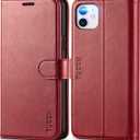 TUCCH Wallet Case for iPhone 11, [RFID Blocking] Card Slots Stand Magnetic Closure Protective Phone Cover, PU Leather [Shockproof TPU Shell] Flip Folio Compatible with iPhone 11 6.1" 2019, Dark Red