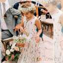 Flower Girl Basket Wedding Baby Breath Artificial Flower Girl Basket Rustic Wedding Small Wicker Rattan Baskets with Bow Handle for Spring Home Decoration Baby Shower Picnic Garden Party