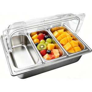 Cold Food Buffet Server,Salad bar Buffet Station for Home(3 Pan)