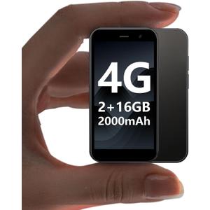 Mini Smartphone 4G Mini Phone for Kids 2000mAh Battery World's Smallest 3.0'' Touch Screen Mobile Phone Cell Phone with Dual SIM Quad Core Face ID GPS for Girls & Boys 2GB+16GB Black