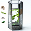 NCYP Mini Hexagon Shaped Enclosure Terrarium with Mesh, 4.1x3.6x7.8 inches Tabletop Jumping Spider, Small Insect Habitat, Vertical Placed (Terrarium Only)