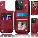 DJDUCK Designed for iPhone 13 Pro Case Wallet with Card Holder, [Magnetic Clasp Cover] [RFID Blocking Leather Protection] Shockproof Women Men Cases 6.1 Inch for Apple 13 Pro Red