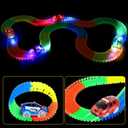 Track Cars Only Replacement Light Up Toy Cars with 5 Flashing LED Lights for Tracks Glow in the Dark, Flex Race Car Track Accessories Compatible with Most Car Tracks for Kids (3 Pack) with Screwdriver