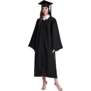 Unisex Matte Graduation Cap and Gown 2026 Tassel Set for High School &College Graduates (Black), Size 51