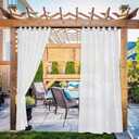 NICETOWN 2 Panels Indoor Outdoor Waterproof Patio Curtains, Sticky Tab Top Soft Voile Sheer Vertical Indoor Outdoor Drapes Easy Hanging for Porch/Cabana, Ivory, W54 x L96