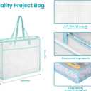 Qozary 5 Pcs Sew Project Bags for Quilting-A3 Sewing Craft Organizer Storage with Full-Zip & Handle, Needlepoint Project Bag for Embroidery, Knitting, Stitching, Cross Stitch and Crochet, Artworks