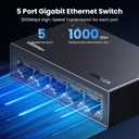 UGREEN Ethernet Switch, 5 Port Gigabit Ethernet Splitter, Plug & Play, Wall Mount & Desktop Network Switch Hub, Unmanaged, Compact, with LED, Fanless Quiet, for Internet Cable, Laptop, Router, NAS
