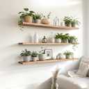 48 Inch Rustic Wood Floating Shelves Farmhouse Wooden Wall Shelves for Bathroom Bedroom Living Room Kitchen Office Set of 4 Light Brown